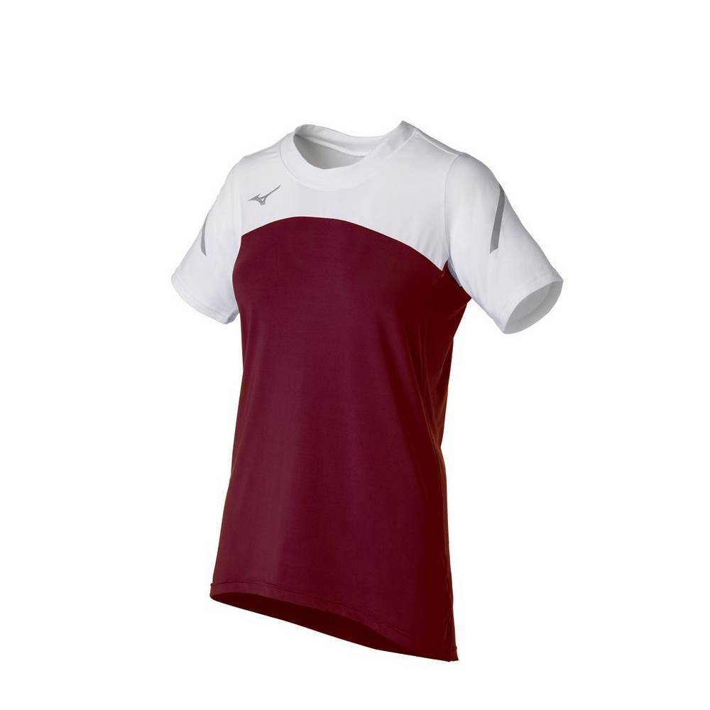Jersey Mizuno Techno VII Short Sleeve Para Mujer Vino/Blancos 0437516-XY